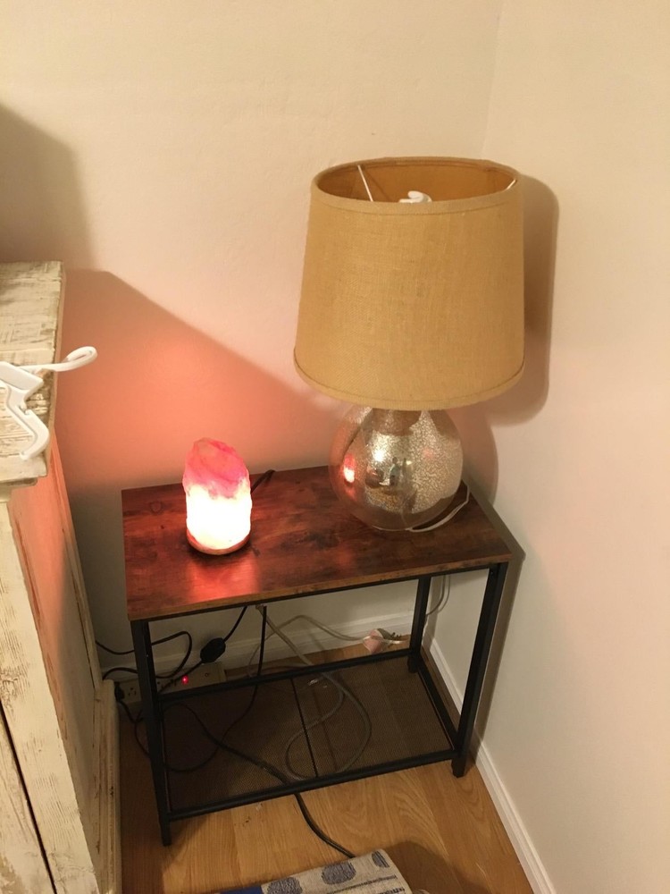 Nightstand| Side Table| Narrow Small End Table with Mesh Shelf
