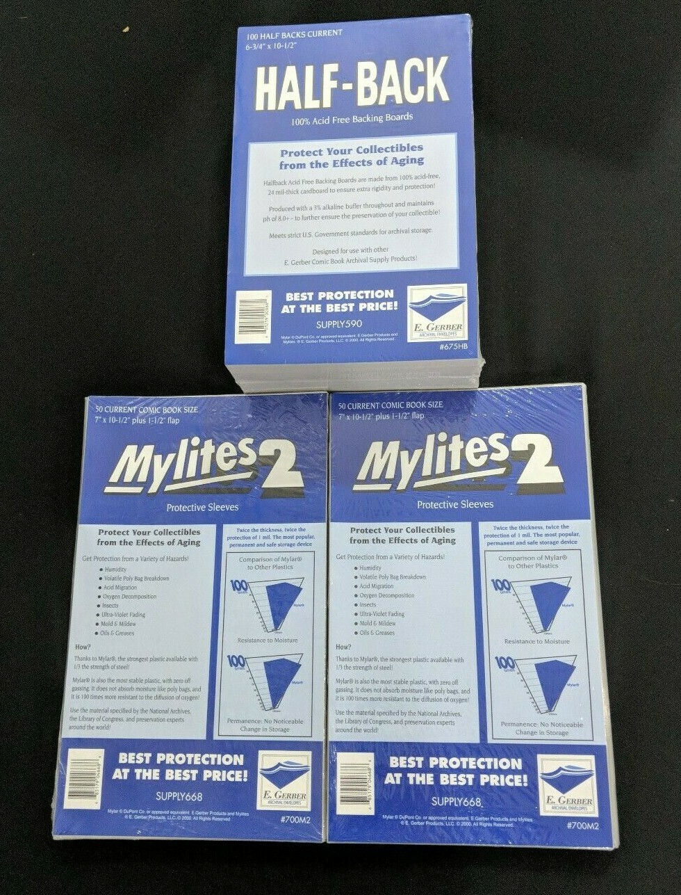100 E. Gerber Mylites2 & Half Backs Set - Current Modern Age Comic 700M2 | 675HB