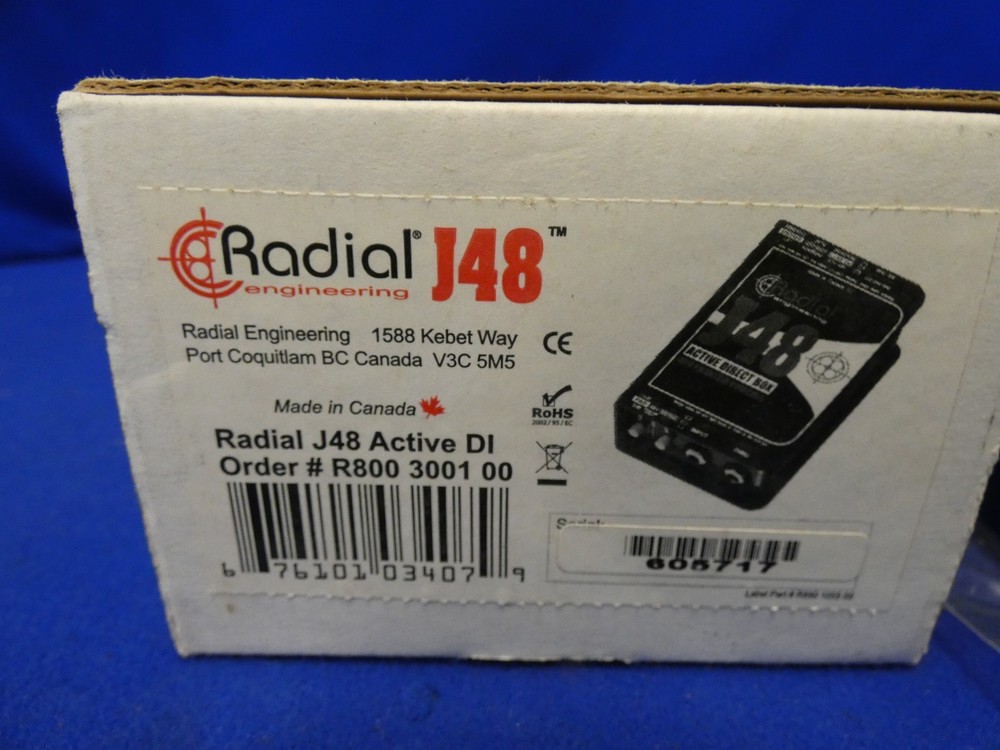 Radial Engineering J48 Active Direct Box 48V Phantom Powered, Demo-Open Box