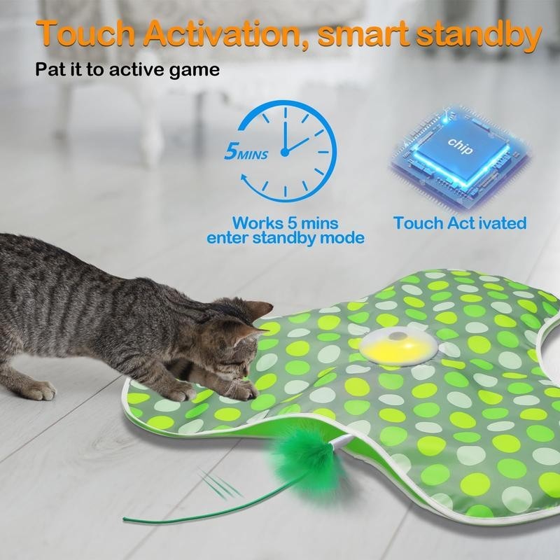 Interactive Cat Toys Rechargeable,MovingConcealed Feathers,Real Mouse Sque