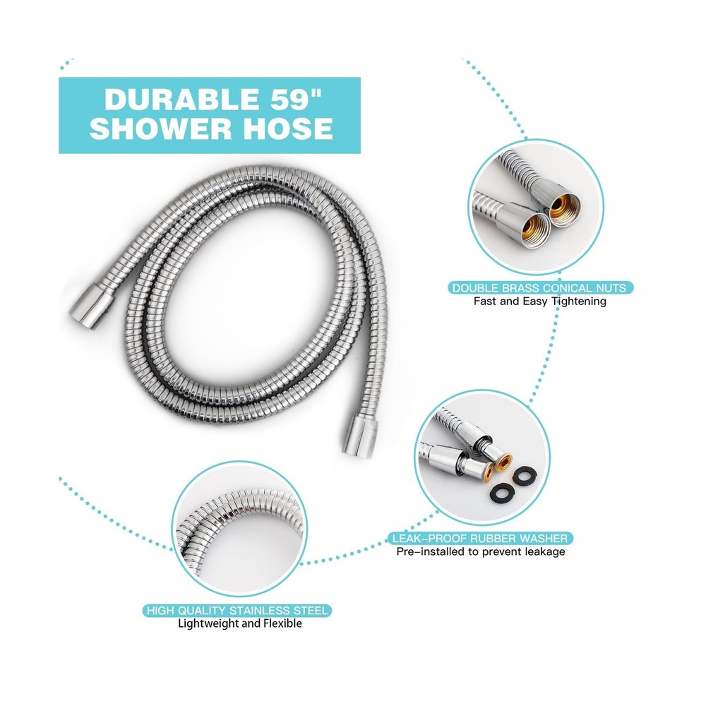 6-Setting Shower Head with Handheld, JDO High Pressure Hand held Shower Head,...
