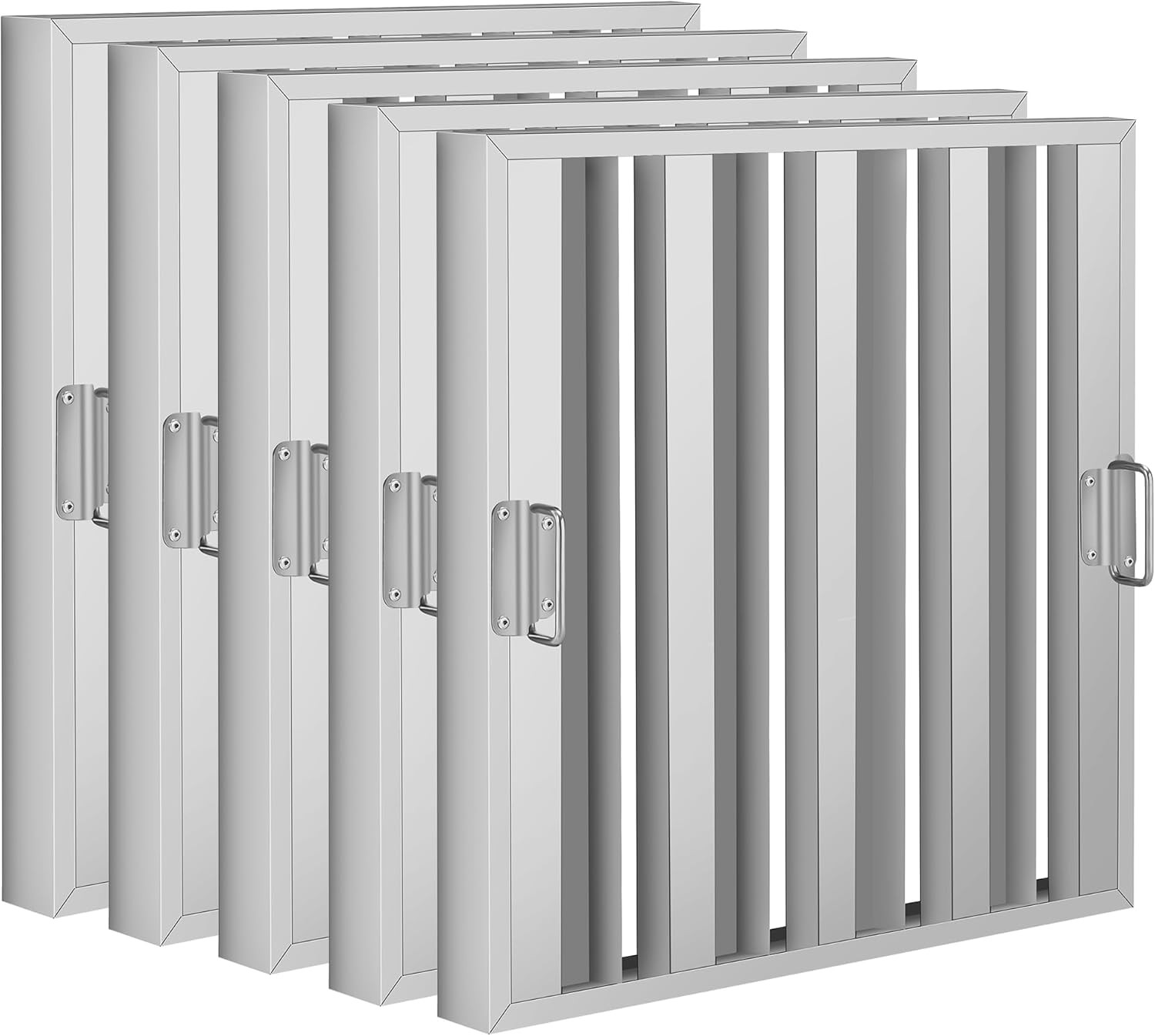 5PCS Commercial Hood Filters Stainless Steel 4 Grooves Range 19.5x24.5x1.9 Inch