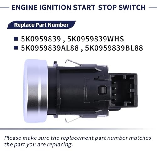 5K0959839 Engine Ignition Start Stop Switch Button Compatible with VW Eos Golf