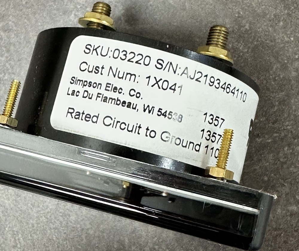 Simpson 03220 Panel Meter 0-100 ACA PANEL METER 3.5 UL WV 03220