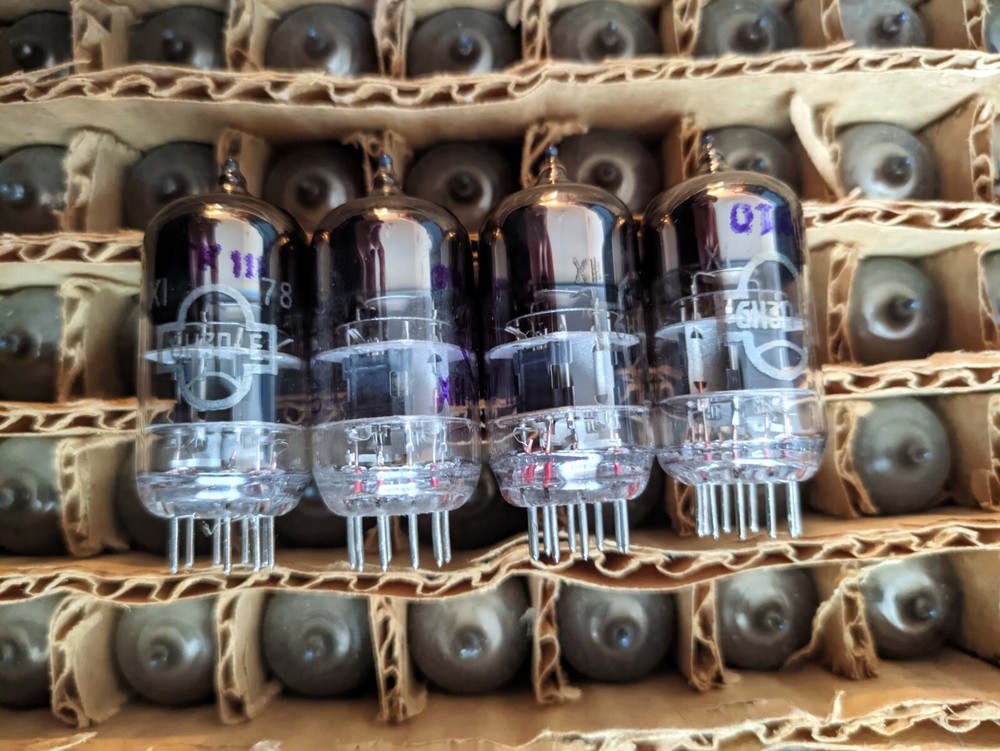 4x 6N3P-EV / 6Н3П-ЕВ / 6N3 / 2C51 / 6385 / ECC42 Same Date tubes