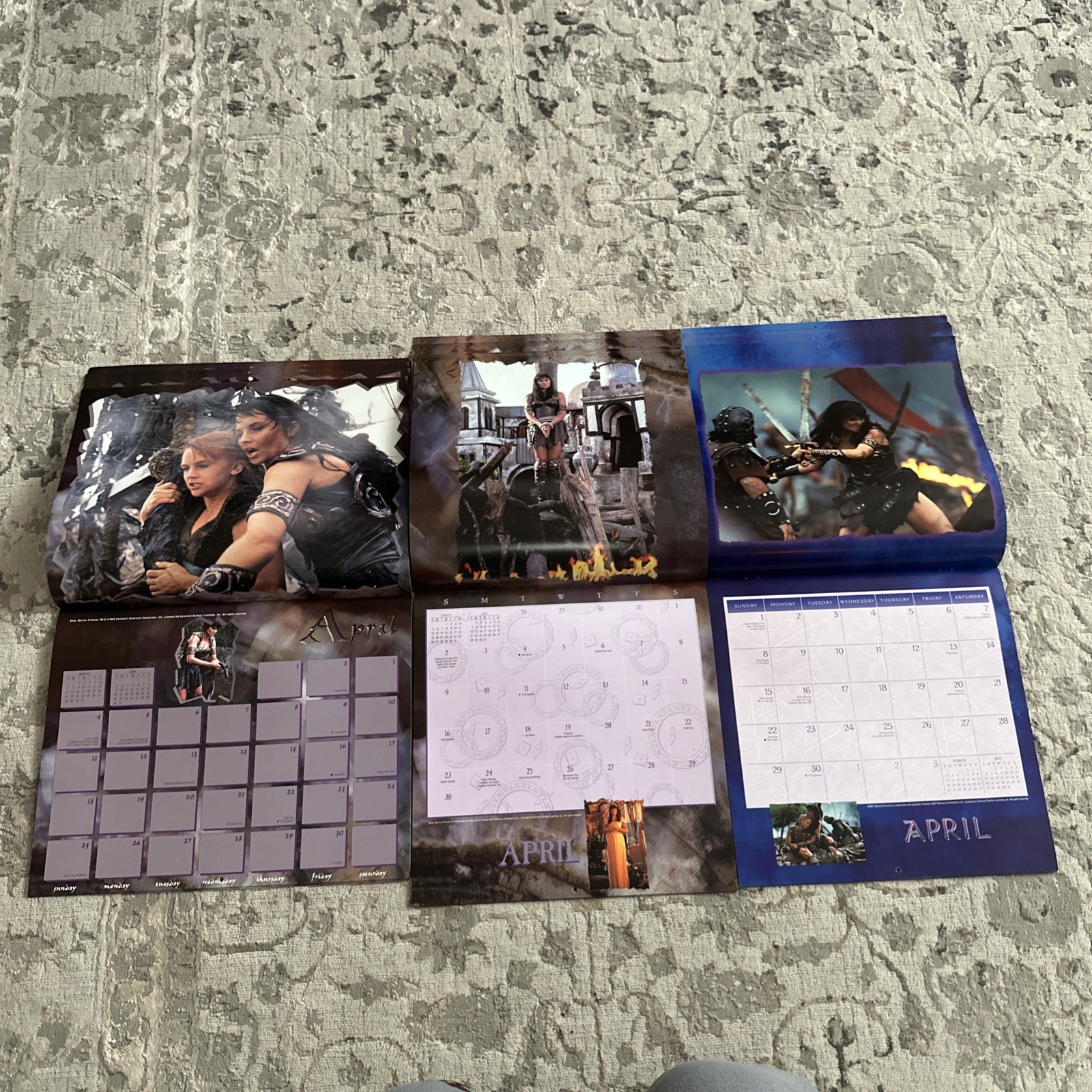 LOT X 3 - Xena Warrior Princess - Calendars 1999, 2000 and 2001 - Never used!