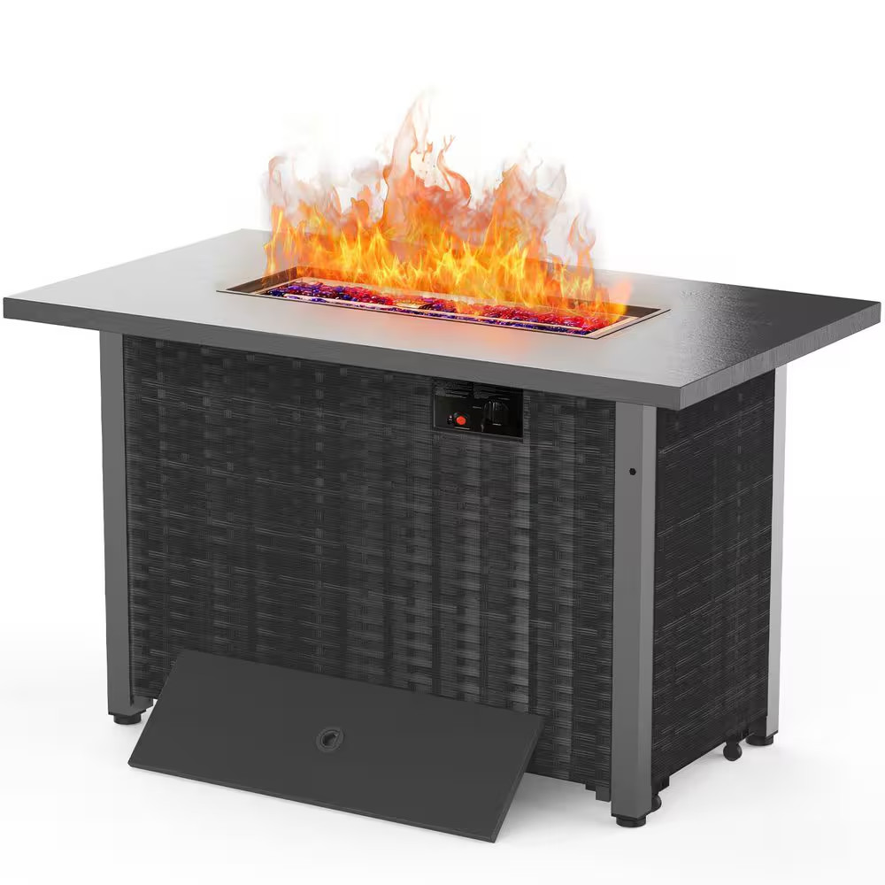 42 In. 50,000 BTU Outdoor Multi-Functional Rectangular Propane Fire Pit Table in