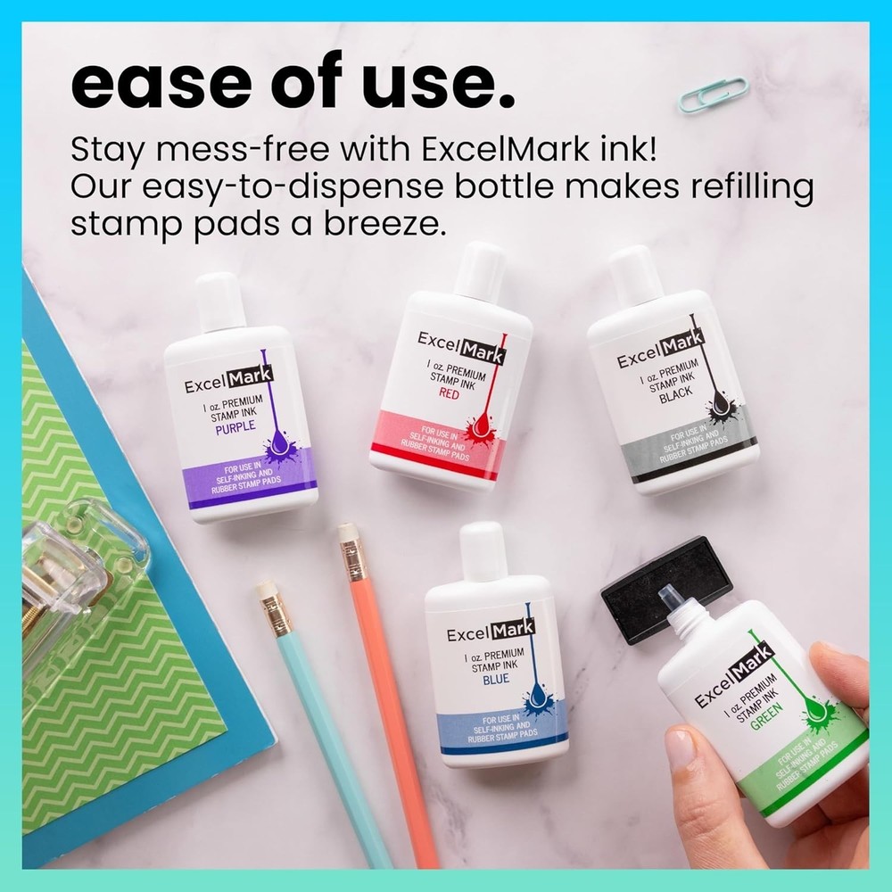Water-Based 1 oz Red Refill Ink for Self-Inking Stamps - Easy Application