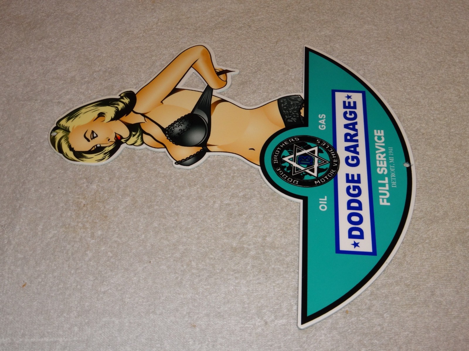 VINTAGE DODGE BROTHERS MOTOR VEHICLE SERVICE GARAGE 👩 WOMAN METAL GASOLINE SIGN