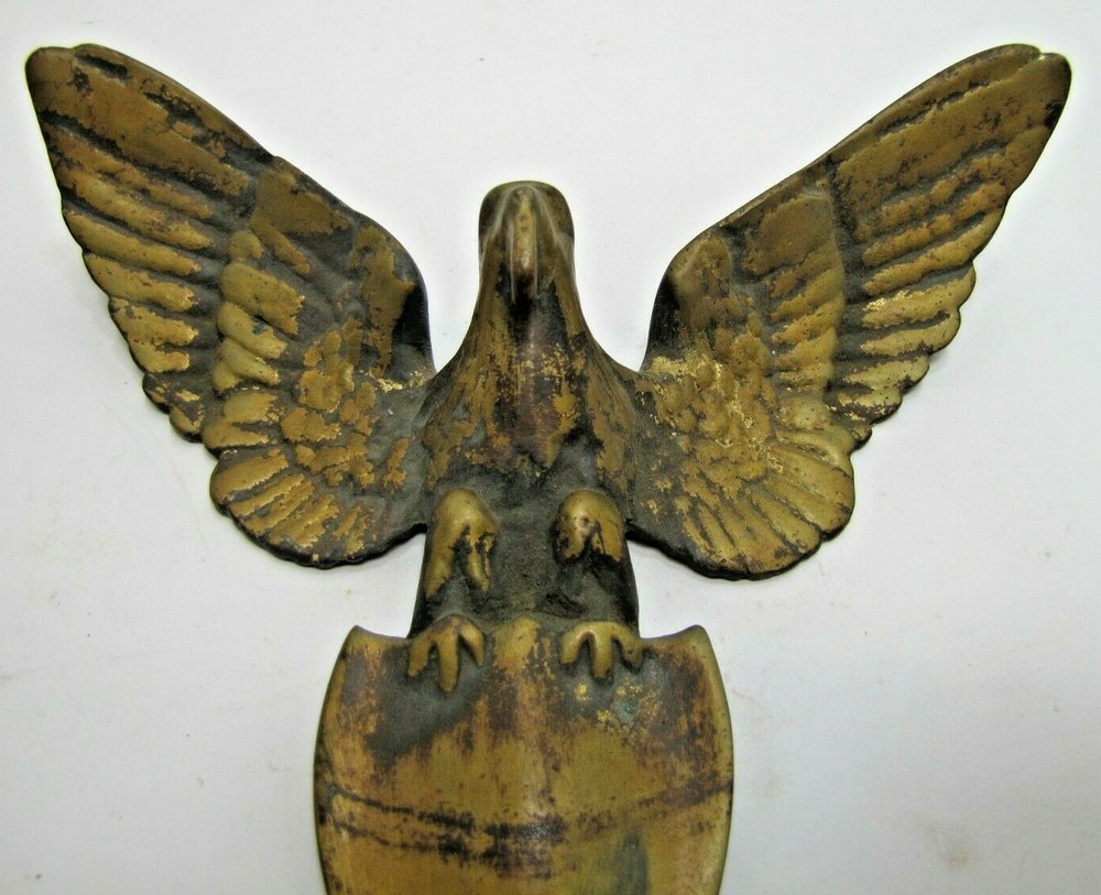 Spread Winged Eagle Shield Antique Brass Decorative Arts Hardware Element