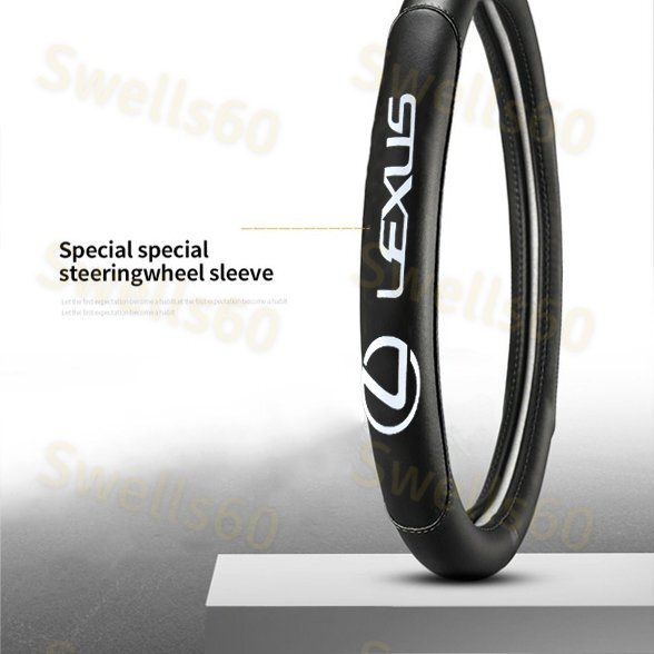 Black 15" Car Steering Wheel Cover Genuine Leather For LEXUS IS300 LS460 IS350