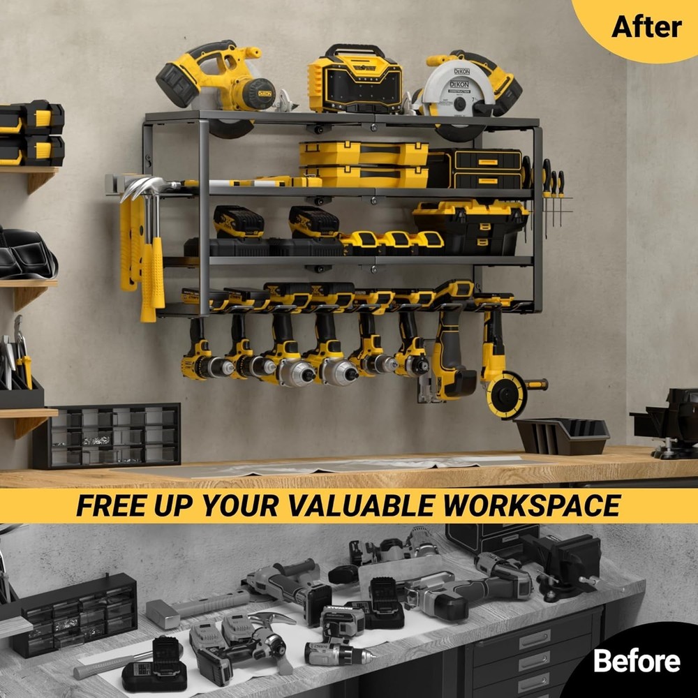 Professional 4 Layer Tool Organizer for Garage - Wall Mounted & Easy Install