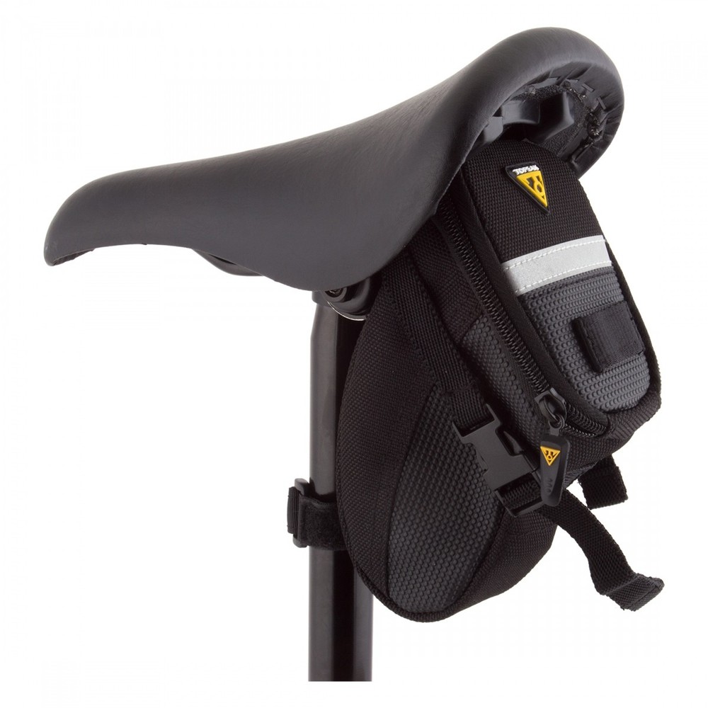 Topeak Small Aero Wedge Pack | Durable 1200D Polyester, Hook and Loop Mount,