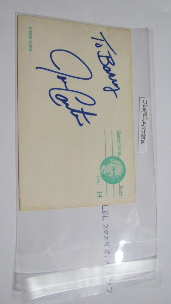 Joe Carter signed Postcard