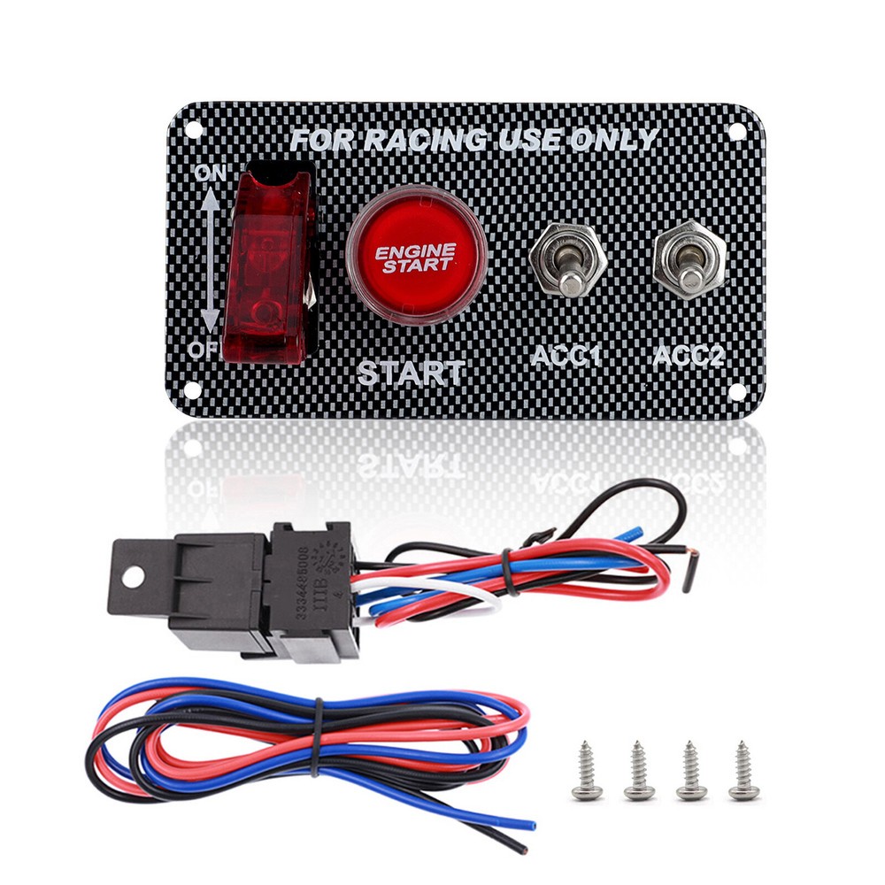 Racing Car Carbon Ignition Button Panel Engine Start Push Carbon Fiber Switch