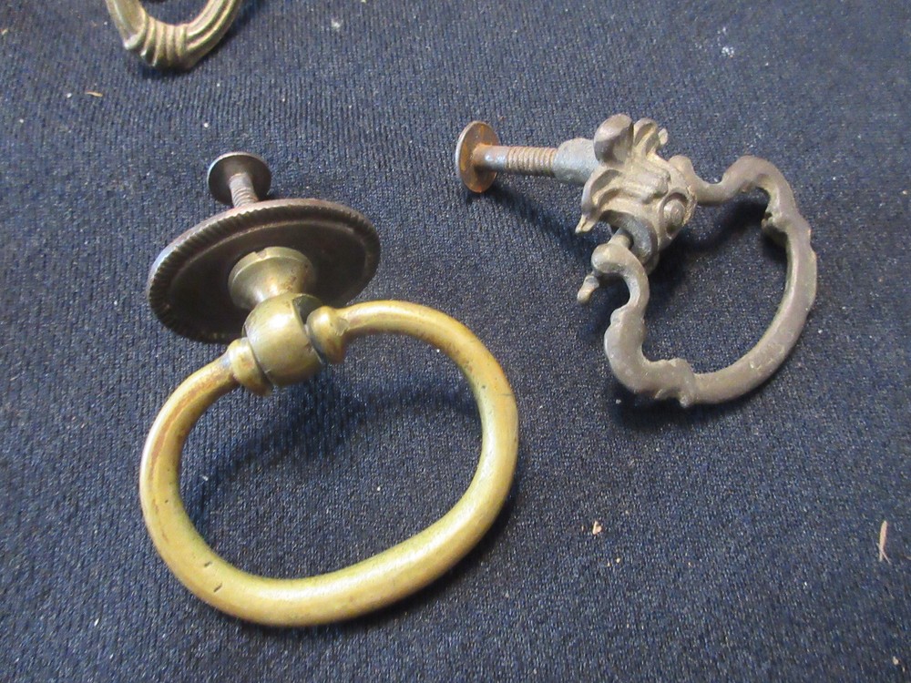 2 ROUND SOLID BRASS DRAWER DROP PULLS, ROUND ONES, 2" WIDE #102