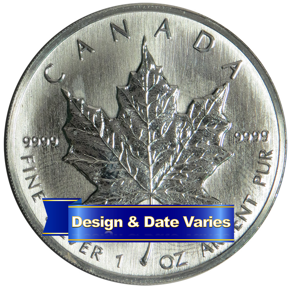 $5 Silver Canadian Maple Leaf 1 oz Random Year Impaired