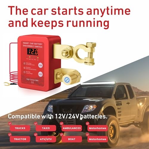 Automatic Power Cut-Off Switch, Kill Switch for car Battery 12V/24V Red