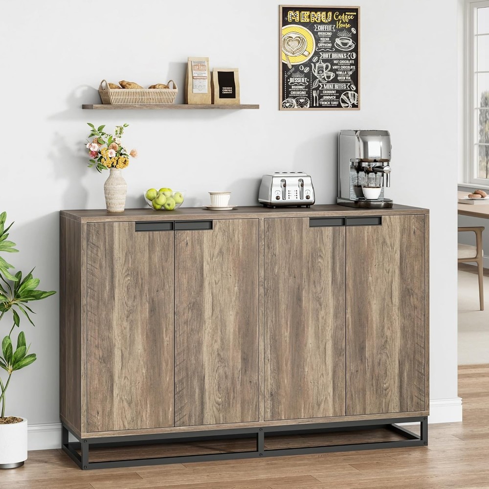 Multi-Function Storage Cabinet, 4 Doors & Adjustable Shelves, All-in-1 Storage