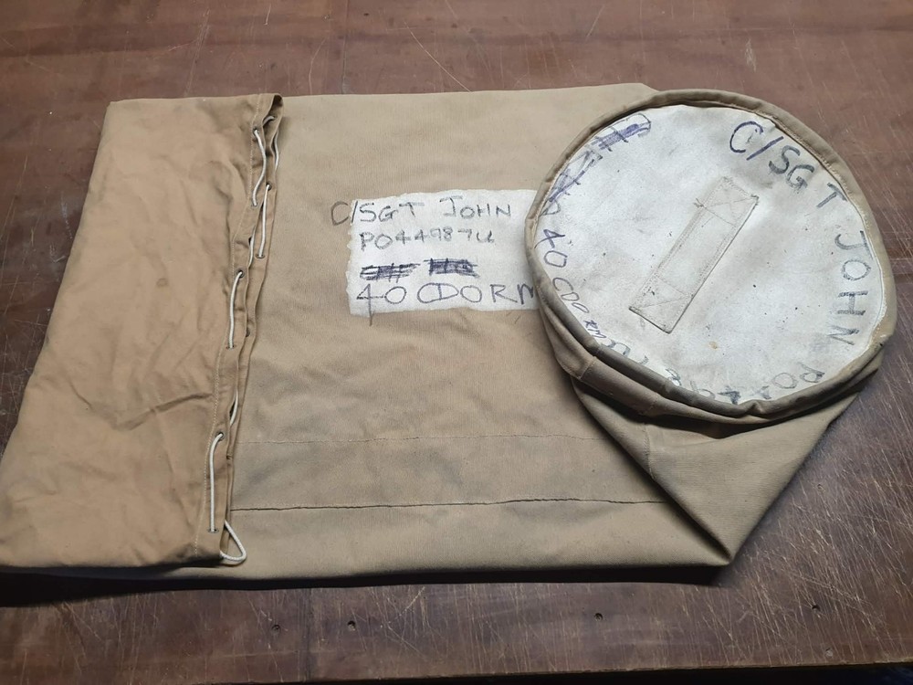 Vintage British Royal Navy Kit Bag Duffle Sea Marines Military Canvas Sack Tan