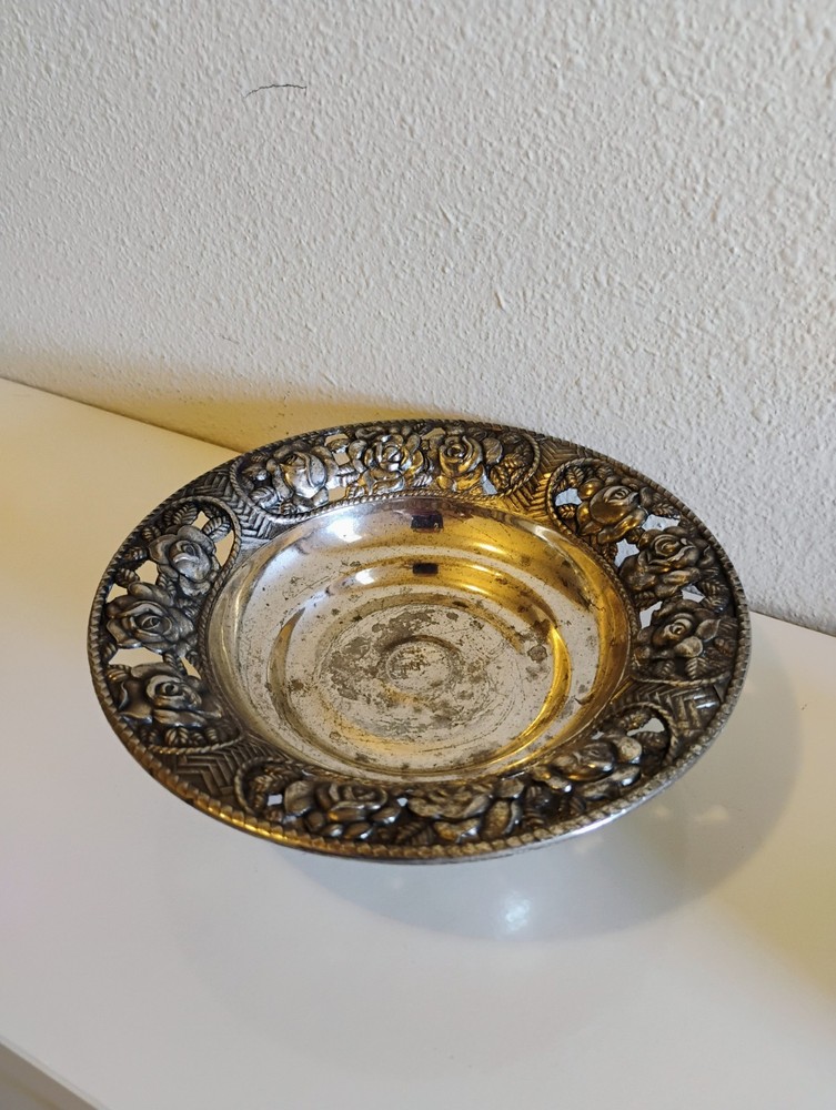 Vintage Silver Plated Decorative rose pattern