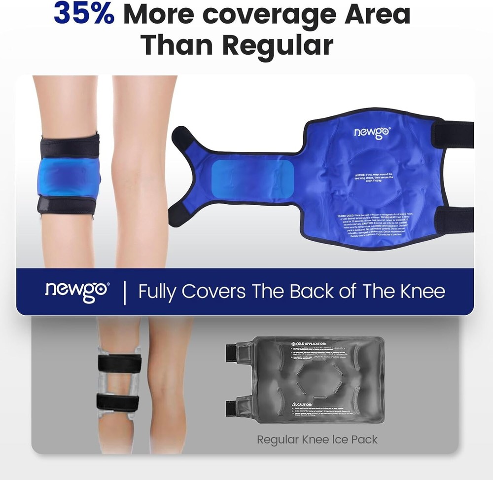 Full Coverage Gel Cold Pack for Knee Surgery Recovery - Adjustable & Flexible