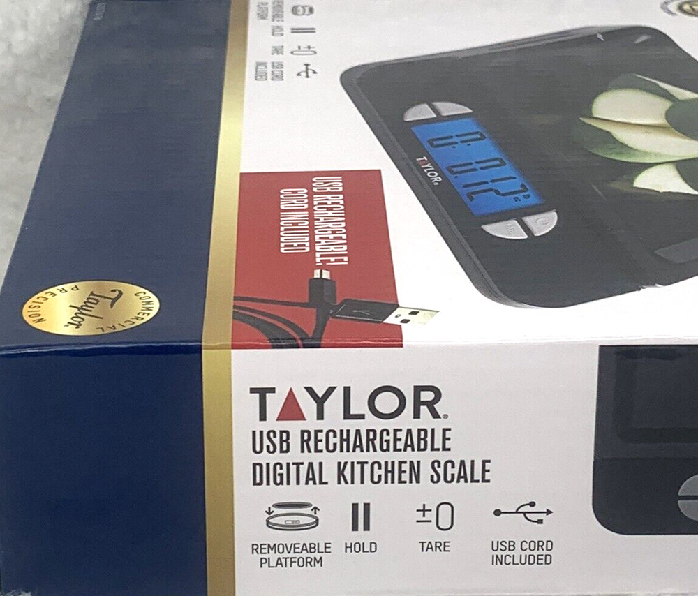 Taylor Kitchen Digital Scale Max 11 Lb. USB Rechargeable Multi-Function Black