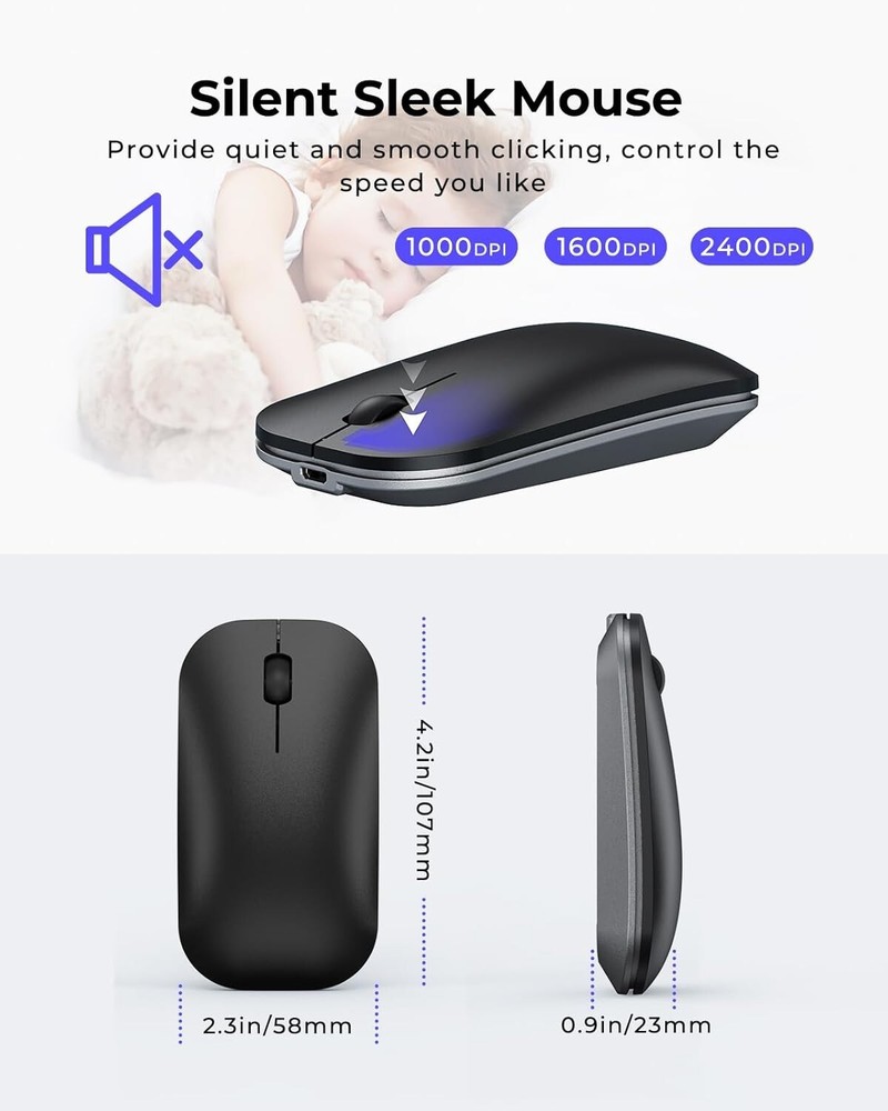 Ultra-Slim Multi-Device Wireless Keyboard & Mouse Combo - Quiet, Stylish Design