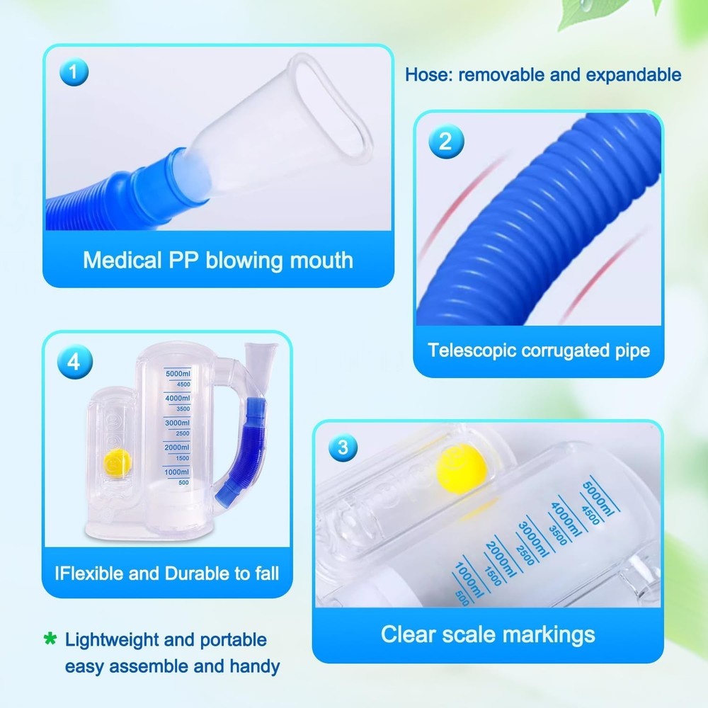 Incentive Spirometer Adult,Breathing Exercise Device Lung Trainer Respiratory...
