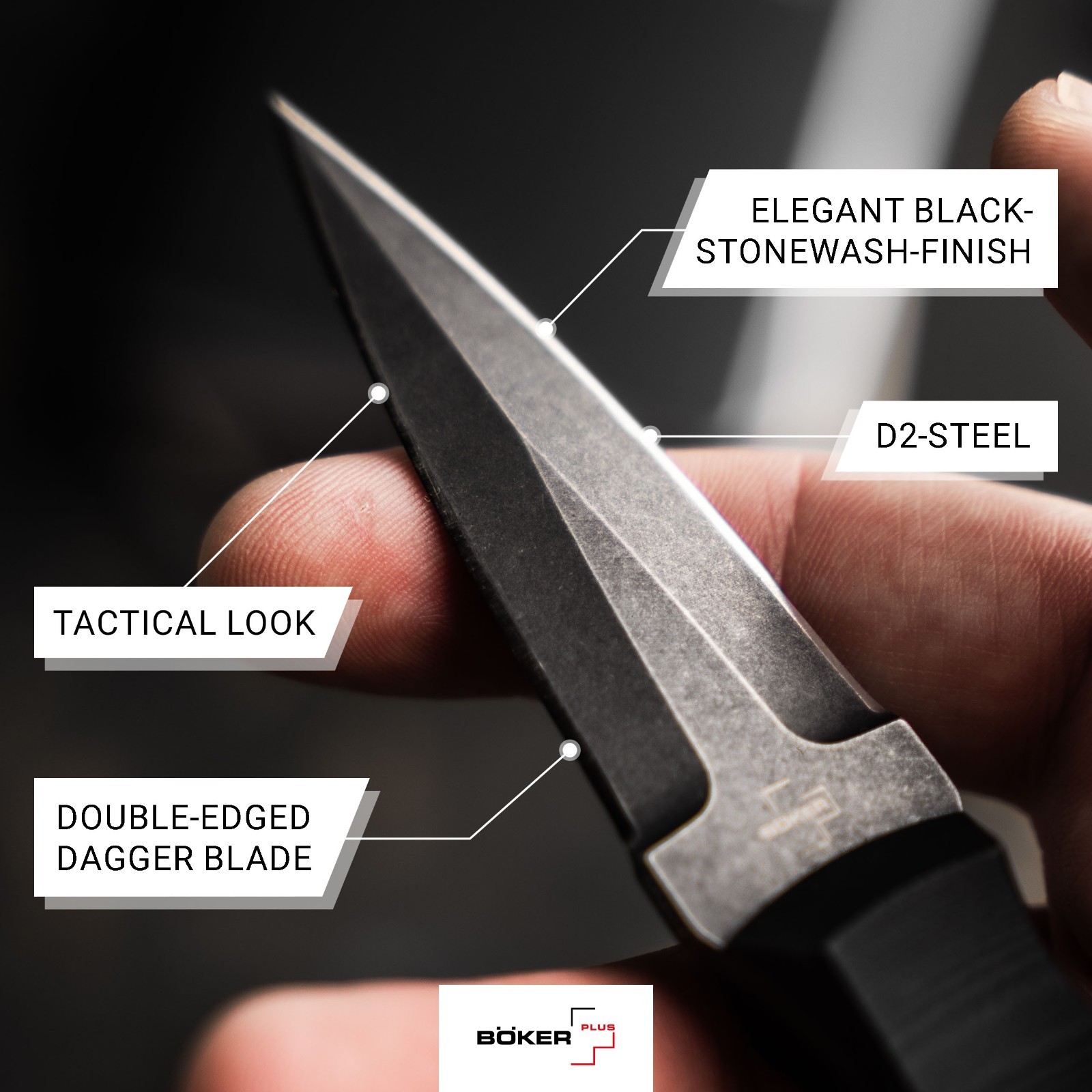 BOKER PLUS® Pocket Rocket Tactical EDC Knife 5.08" D2 Blade G10 Full-Tang Black