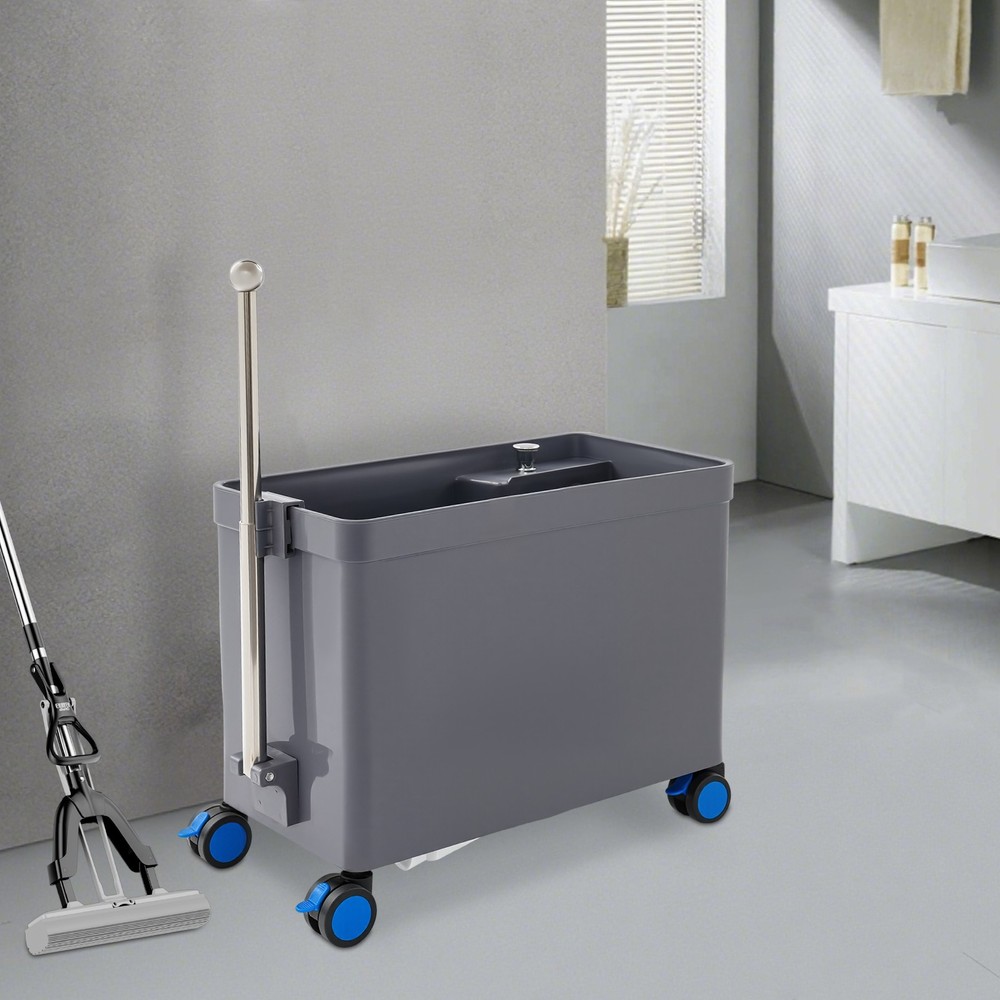 Floor Mop Sink with Wheels Multi-Functional Retractable Handrail for Bathroom