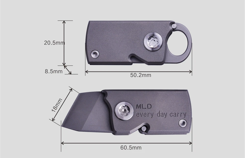 D2 Blade Titanium Knife Hook Mini Pocket EDC Tool Survival Folding Belt Keychain