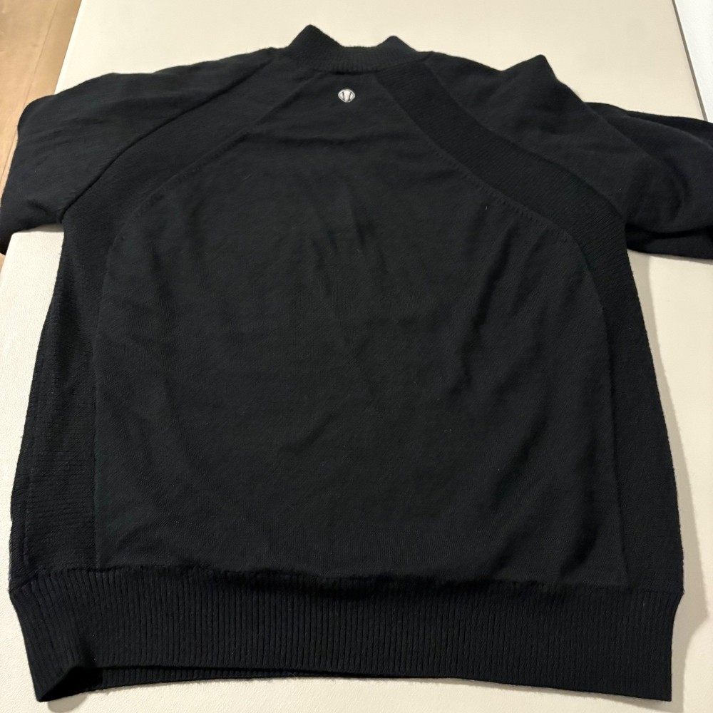 Sunice Windstopper Mens L 1/4 Zip Golf Sweater Black 100% Wool Lined Pullover