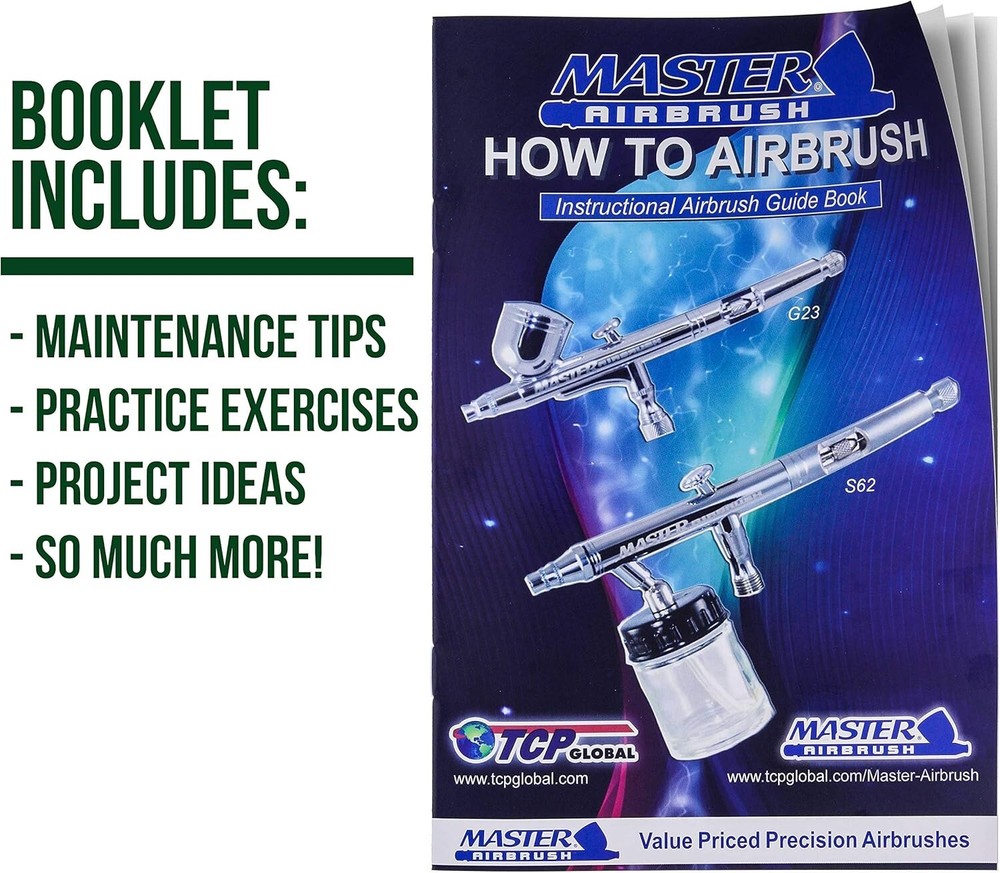 Professional Airbrushing System with Lightweight Mini Compressor & Guide Booklet