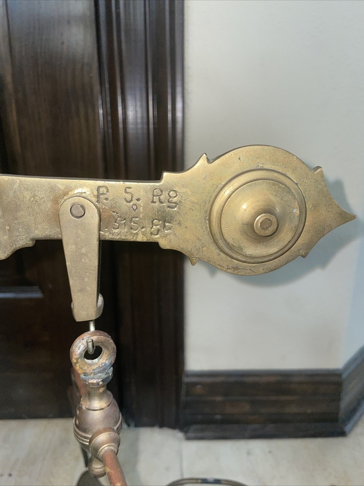 Rare Antique Cast Brass Scale With Stone Base