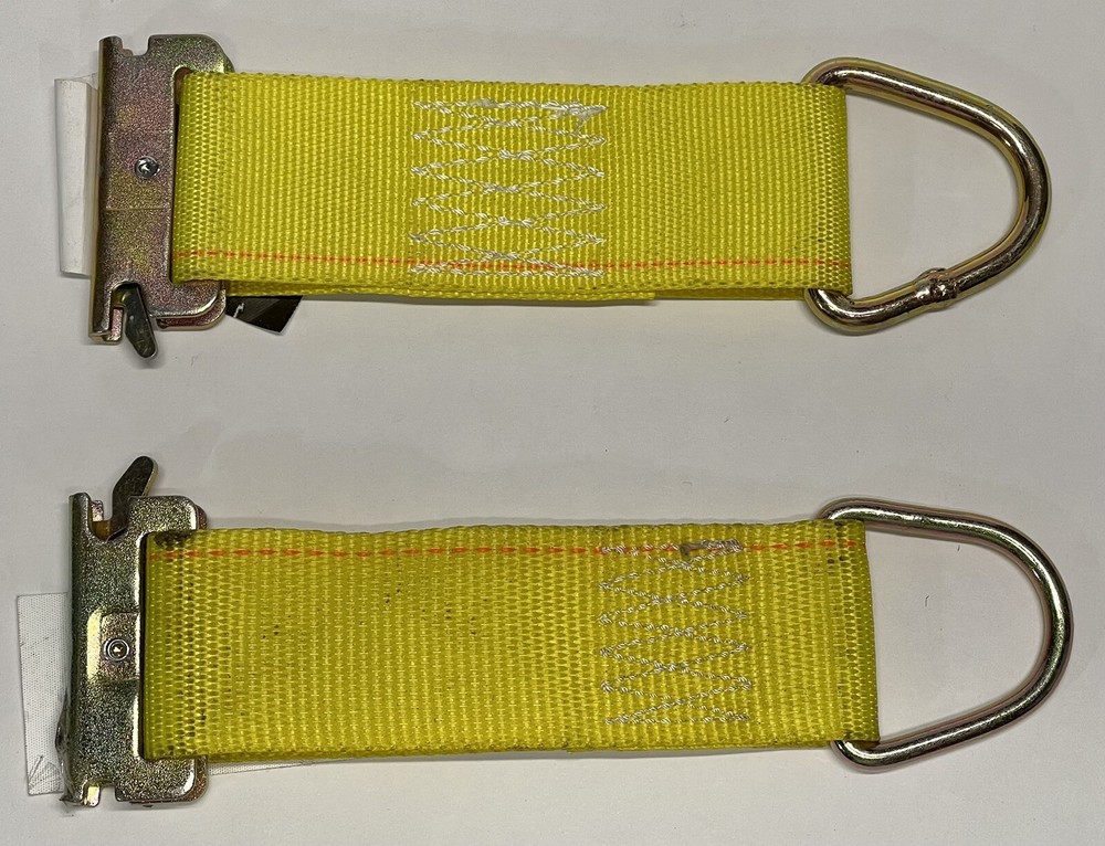 E Track Tie Down Strap With D Ring Yellow 2" x 6" 2 Pack DC Cargo Mall