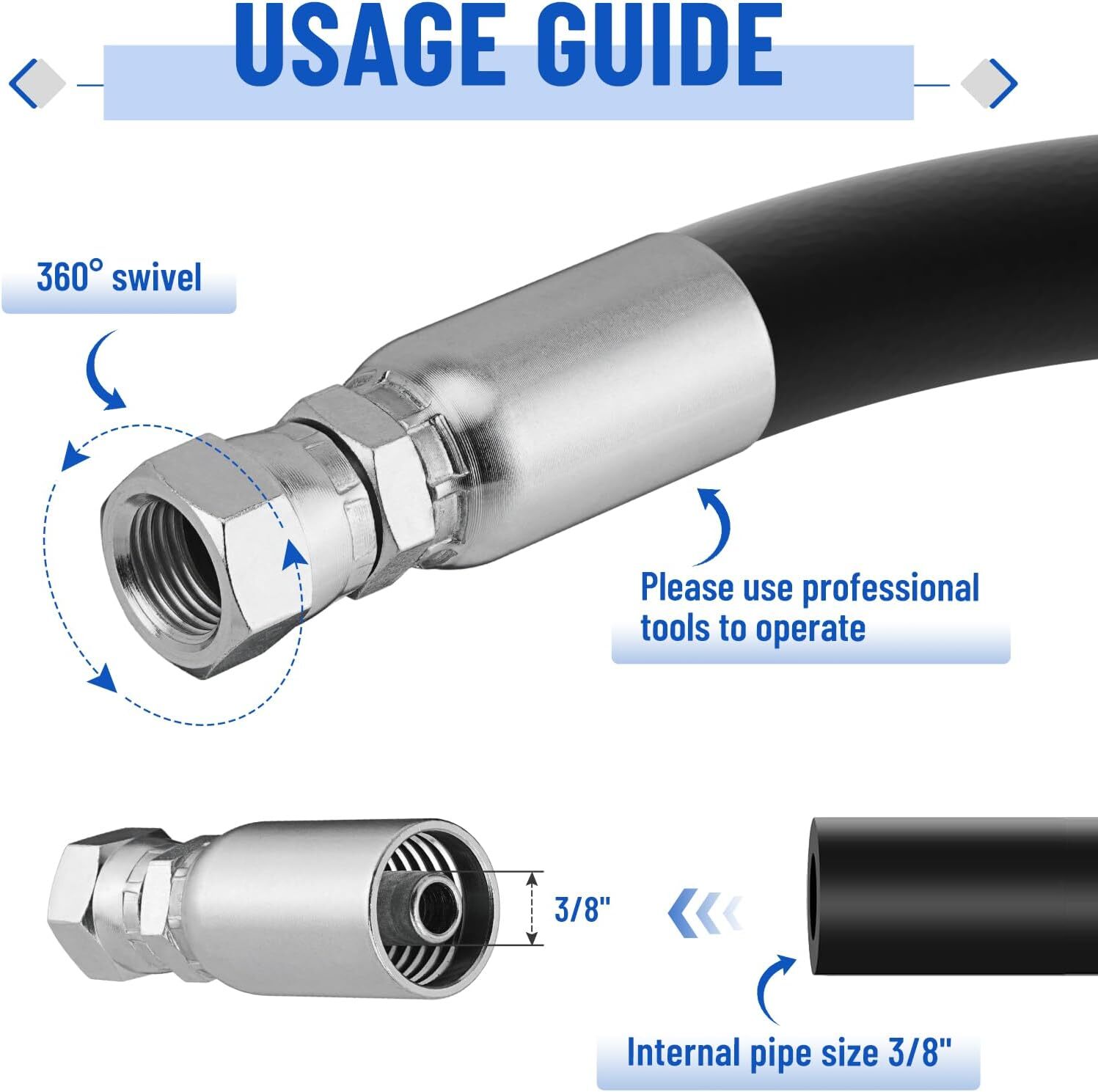 12 New 3/8" Hose x 3/8" JIC 37° Female Hydraulic Hose End Swivel Crimp Fitting