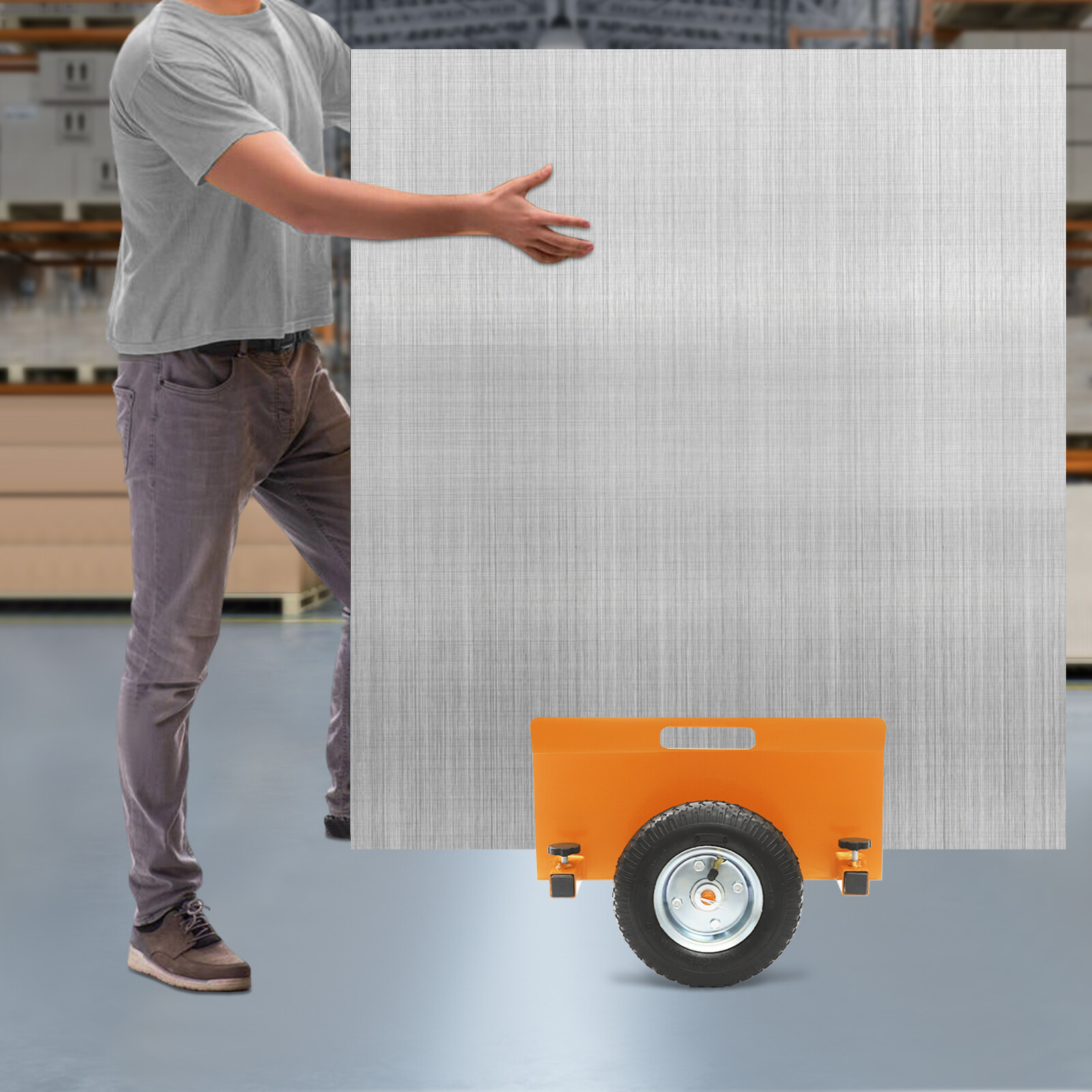 Panel Dolly Heavy Duty Slab Dolly Adjustable Drywall Mover with 8" Wheels