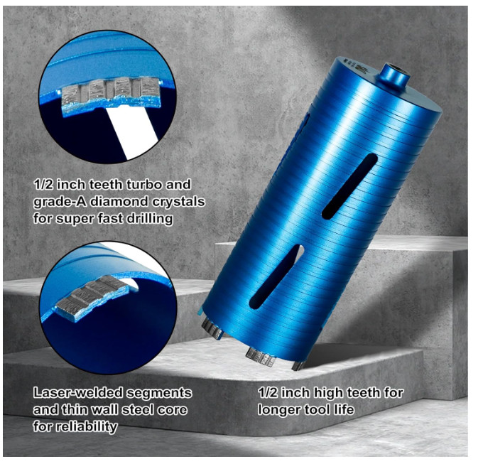 SALI Diamond Core Drill Bits 4" Diameter 10"/254mm Drilling Depth 5/8-11"