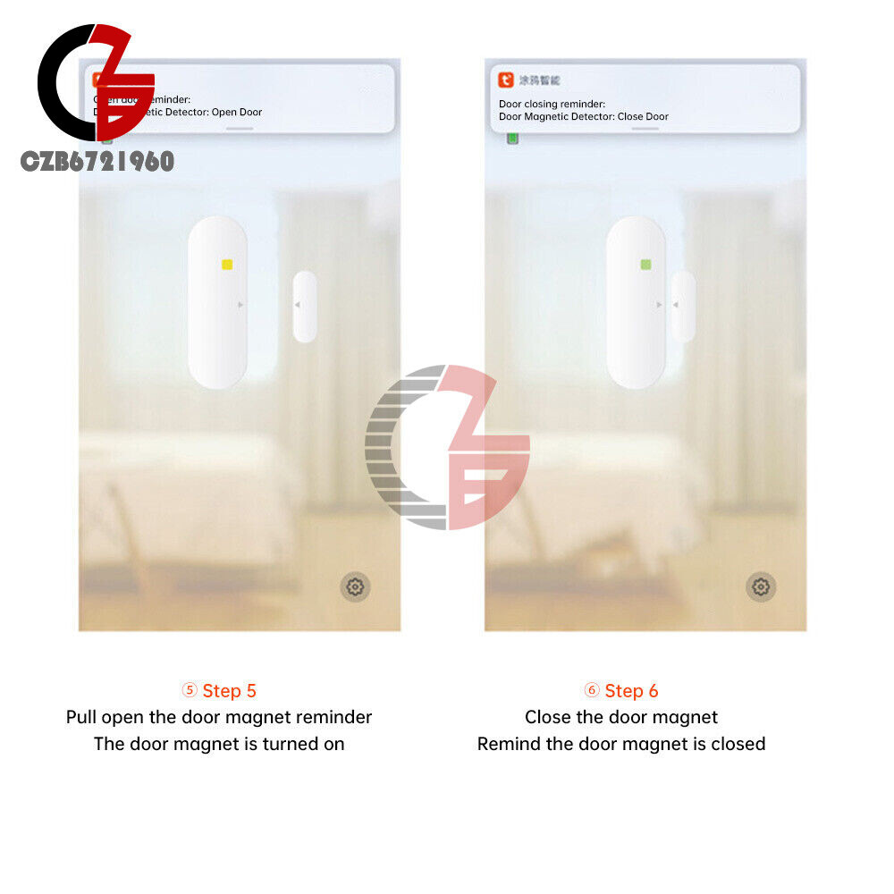 TUYA Wireless WIFI ZigBee Home Security Door Sensor App Control Notification 3V