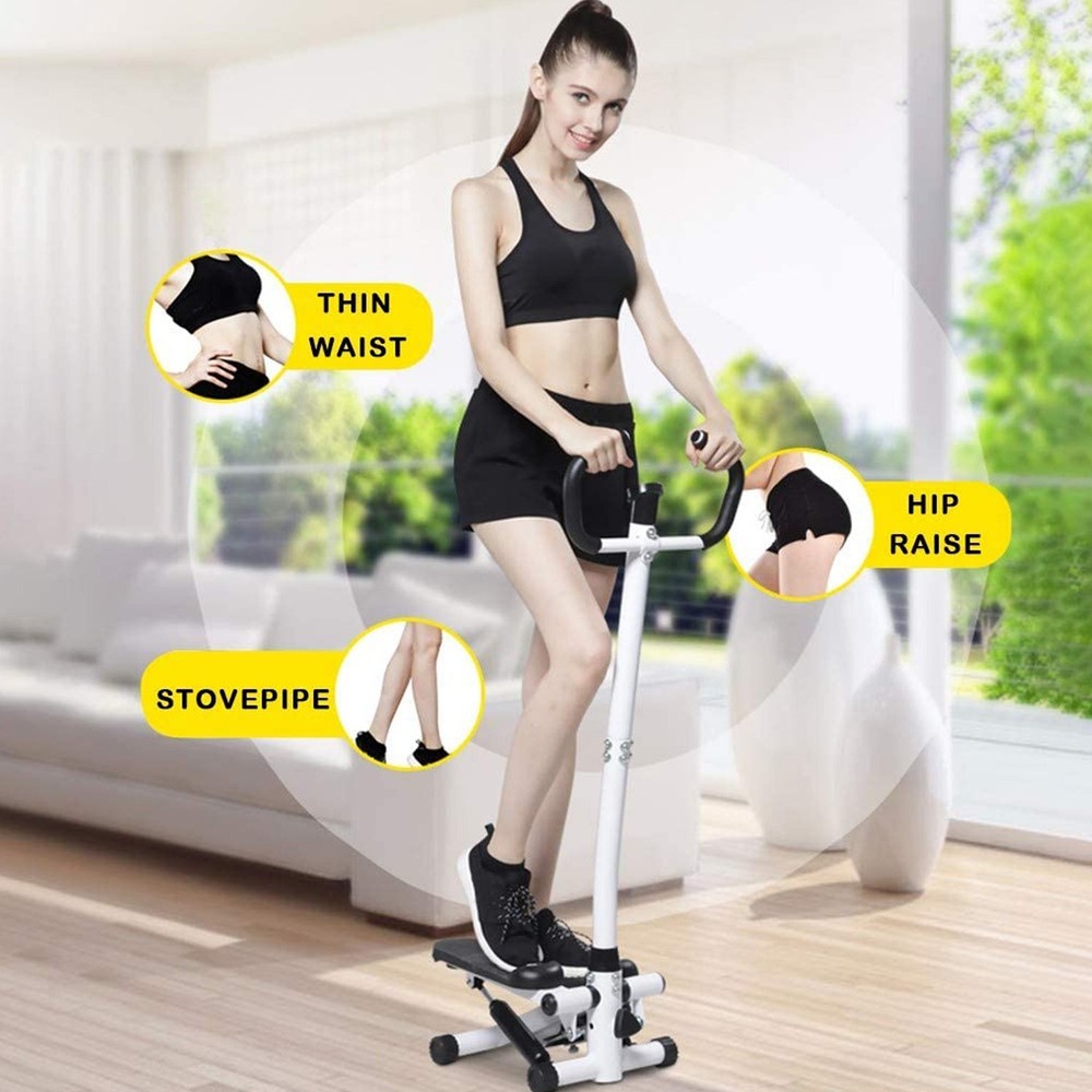 Stair Stepper Exercise Machine w/ Handlebars, Resistance Bands, LCD, 220 LBS