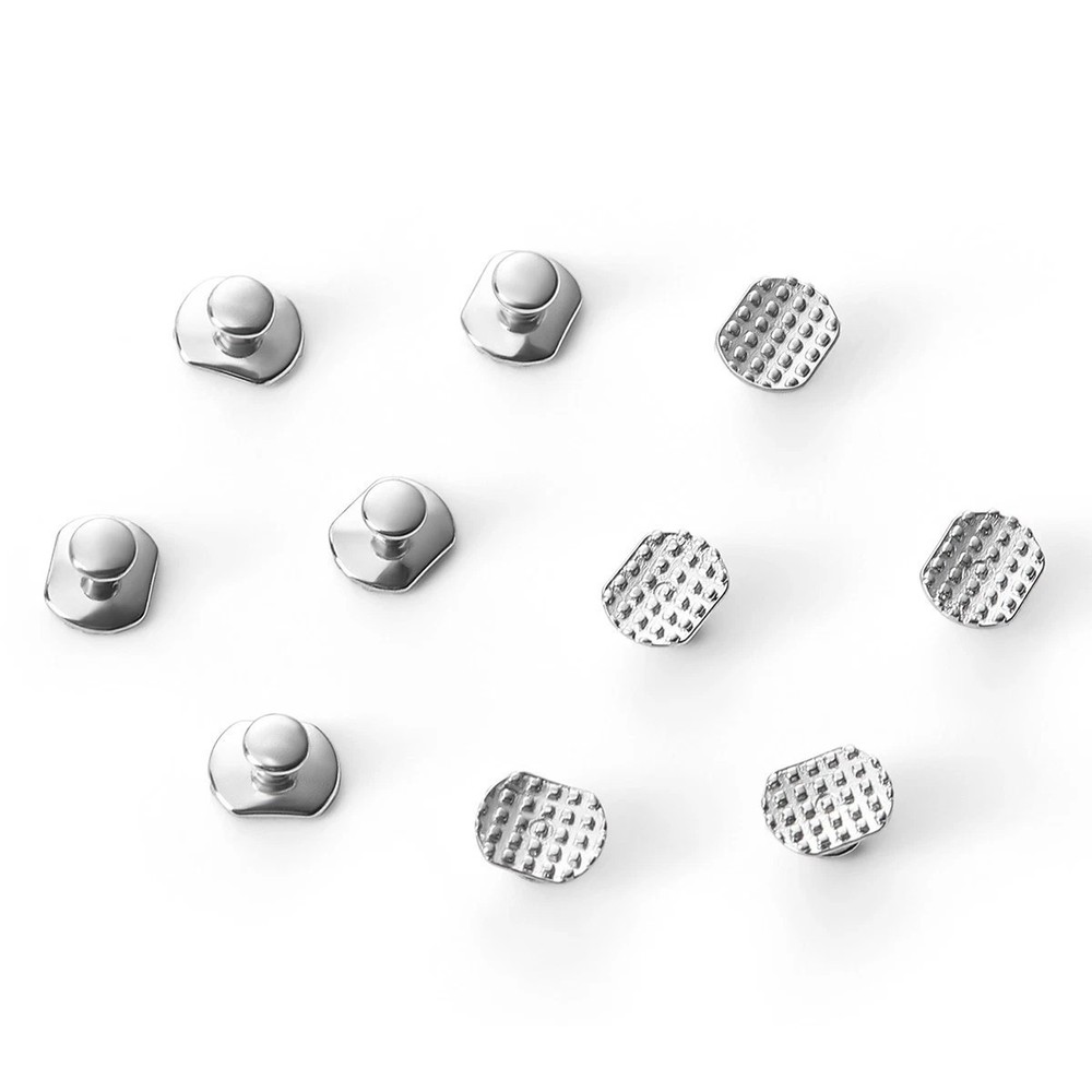 Dental Orthodontic MIM Metal Bondable Lingual Button Monoblock Rectangular Base
