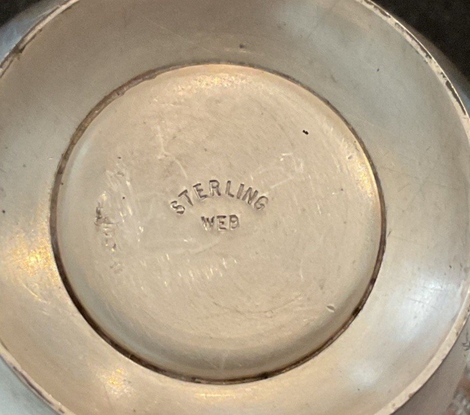 WEB Sterling Silver Open Salt Cellar Dish 1.7" Diameter 22.5 Grams No Monograms