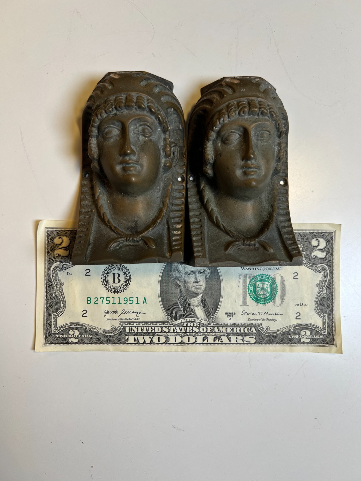 2: Antique Cast Brass Egyptian Revival Furniture Mounts Architectural Appliques