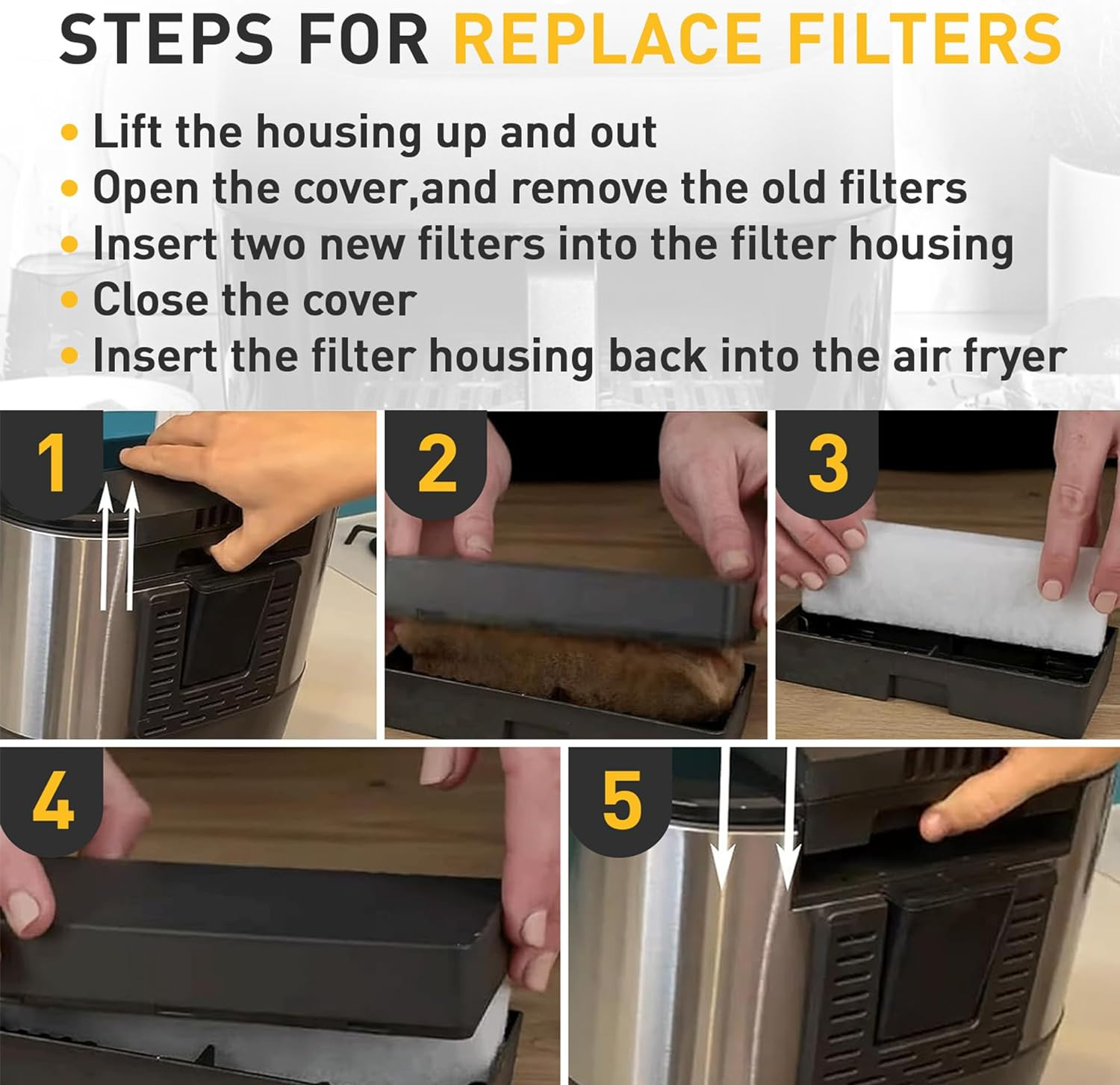12 Pcs Air Fryer Replacement Filters for 6QT Instant Vortex plus Air Fryer with