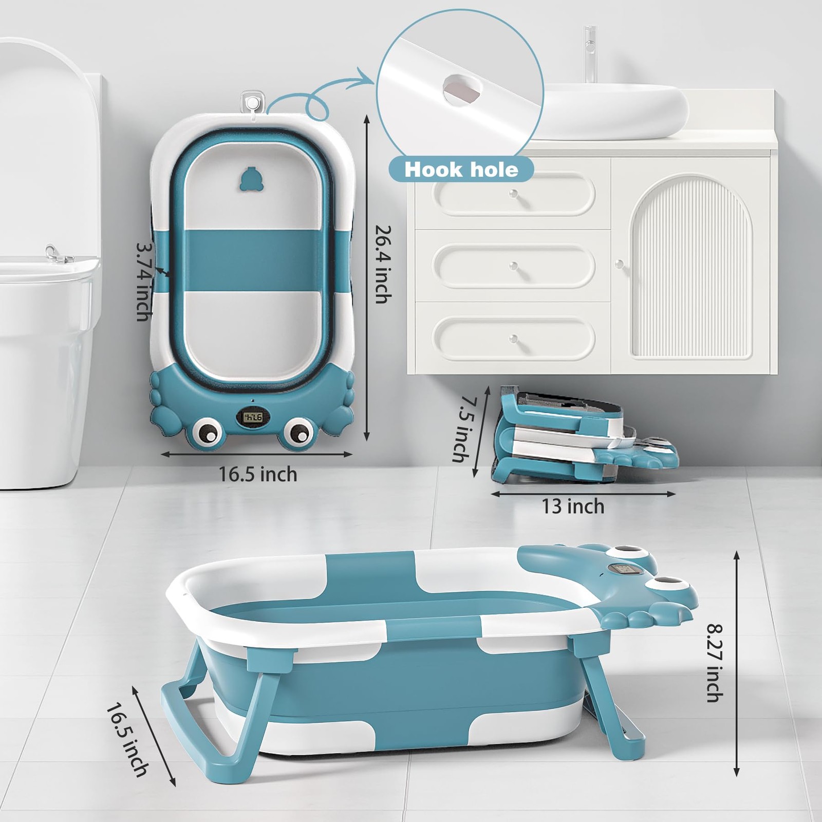 Bañera Azul Portátil Plegable Para Bebe Niño Recien Bacidos Tina De Bañar Regalo