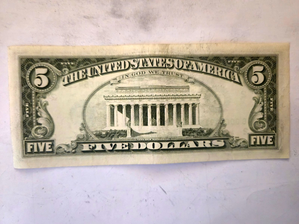 1981$ five dollar bill back error uncirculated crisp