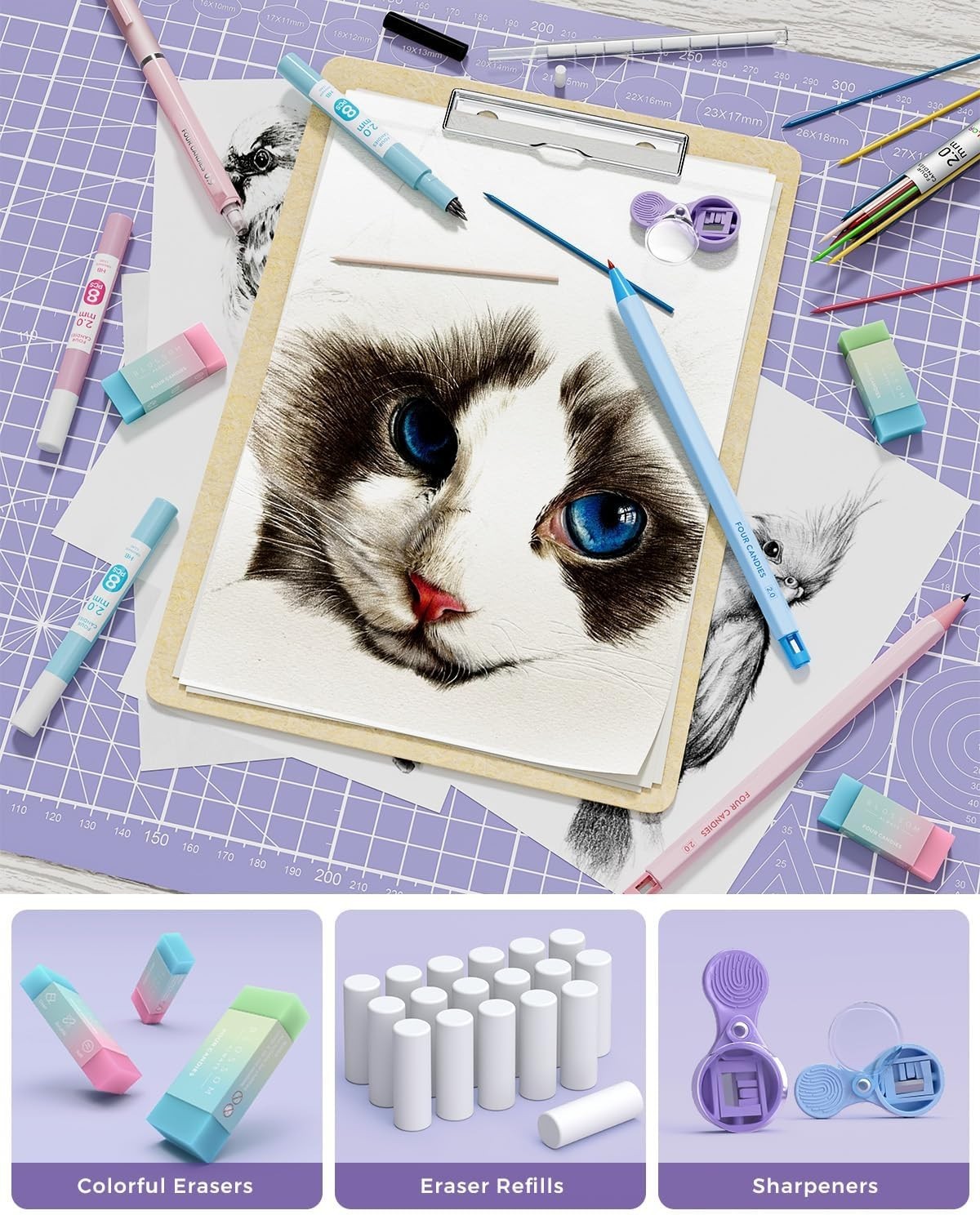 Versatile 36PCS Mechanical Pencil Set 0.5mm - 2.0mm with Lead Refills & Erasers