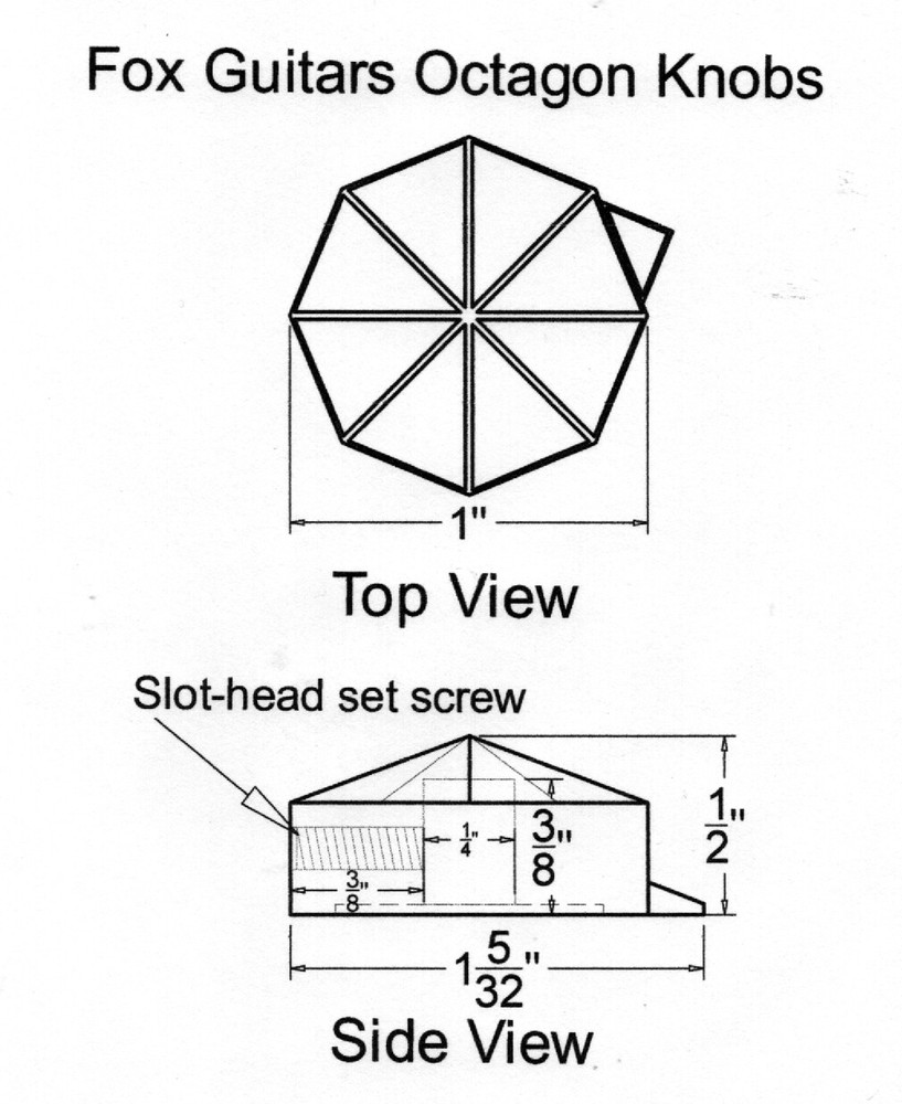 2 Vintage Daka-ware Style Octagon Pinwheel Guitar Pointer Knobs Black or White