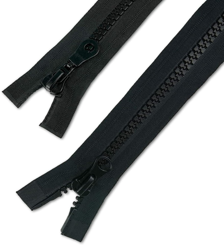 2 Way Zipper Plastic Black Divisible 8mm Width Krampe Jackets